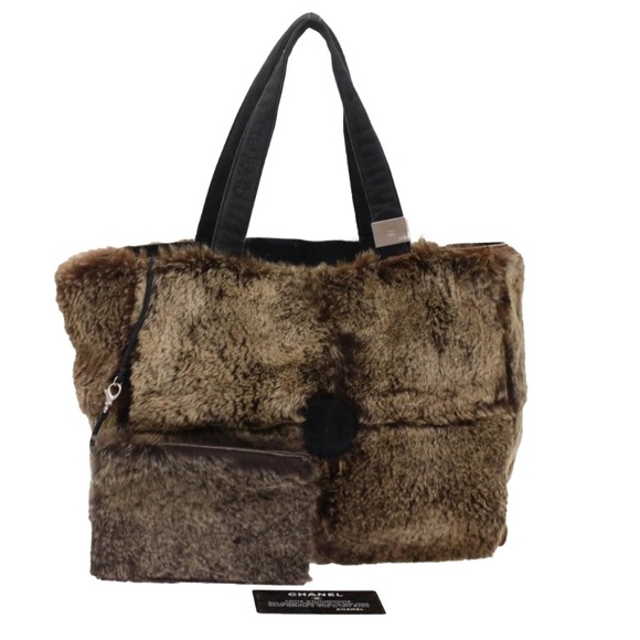 CHANEL Handbags - CHANEL FUR HANDBAG BROWN PREOWNED w/ Pouch